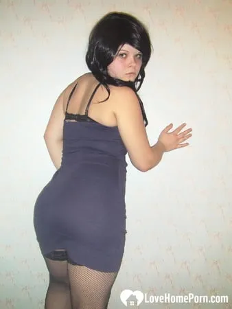 girlfriend in stockings showing off her desirable body         