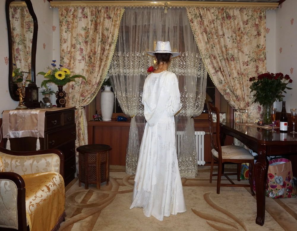 In Wedding Dress and White Hat #44
