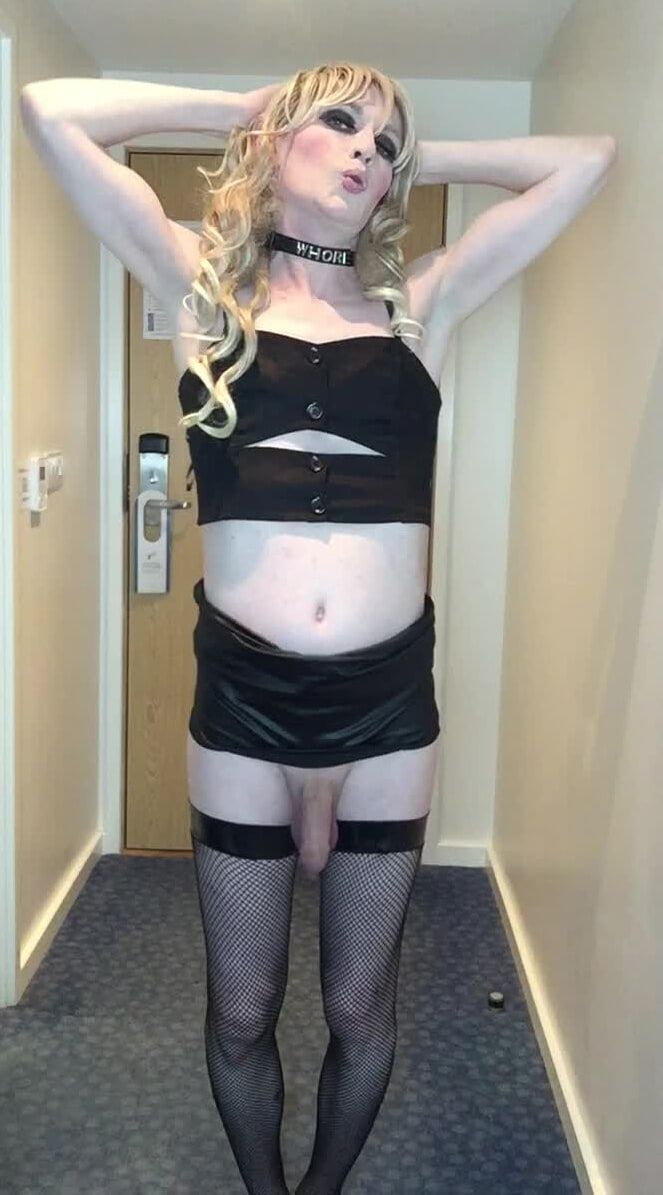 Sissy Crossdresser In Black Slut Outfit Posing  #23