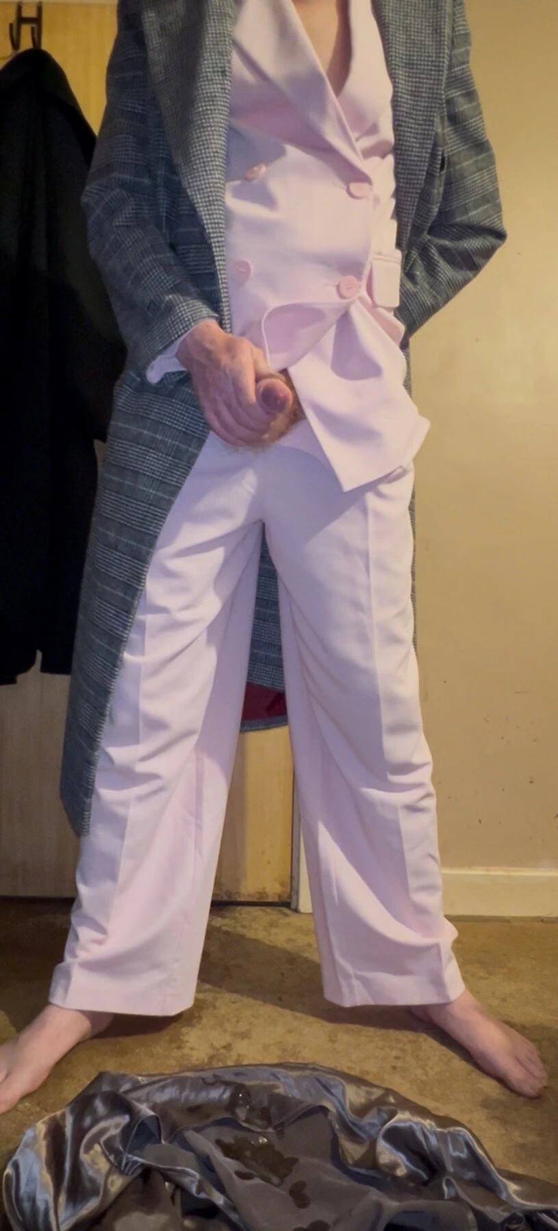 Sissy crossdressing in a trouser suit