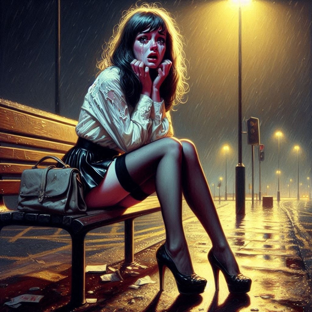 Crying and smoking ladies in Stockings  #9