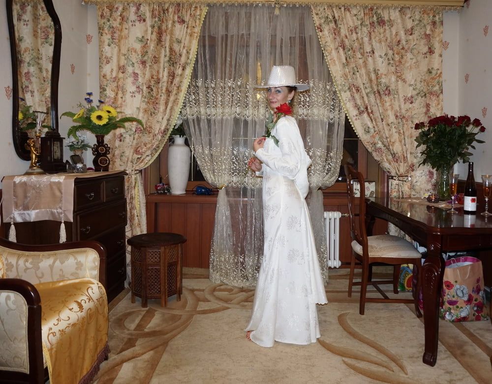 In Wedding Dress and White Hat #43