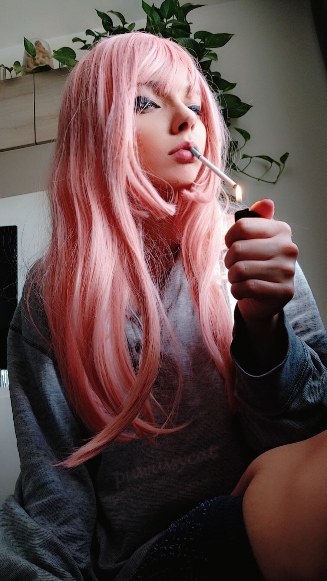 Pink Hair Gf Smoking #5
