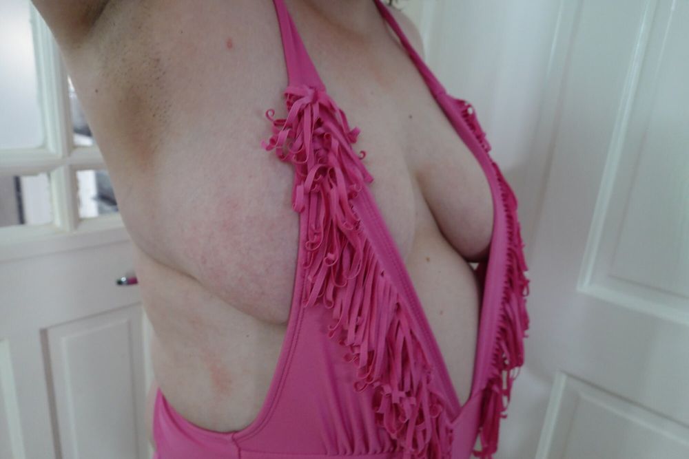 Hot Fat BBW wife teasing with big breasts in pink  #3