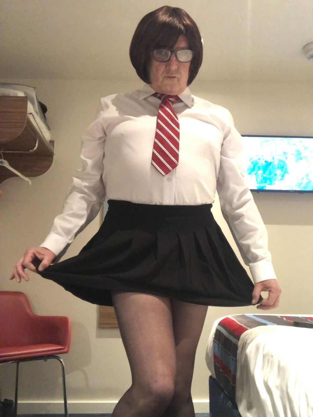 Crossdresser roleplay school uniform  #2