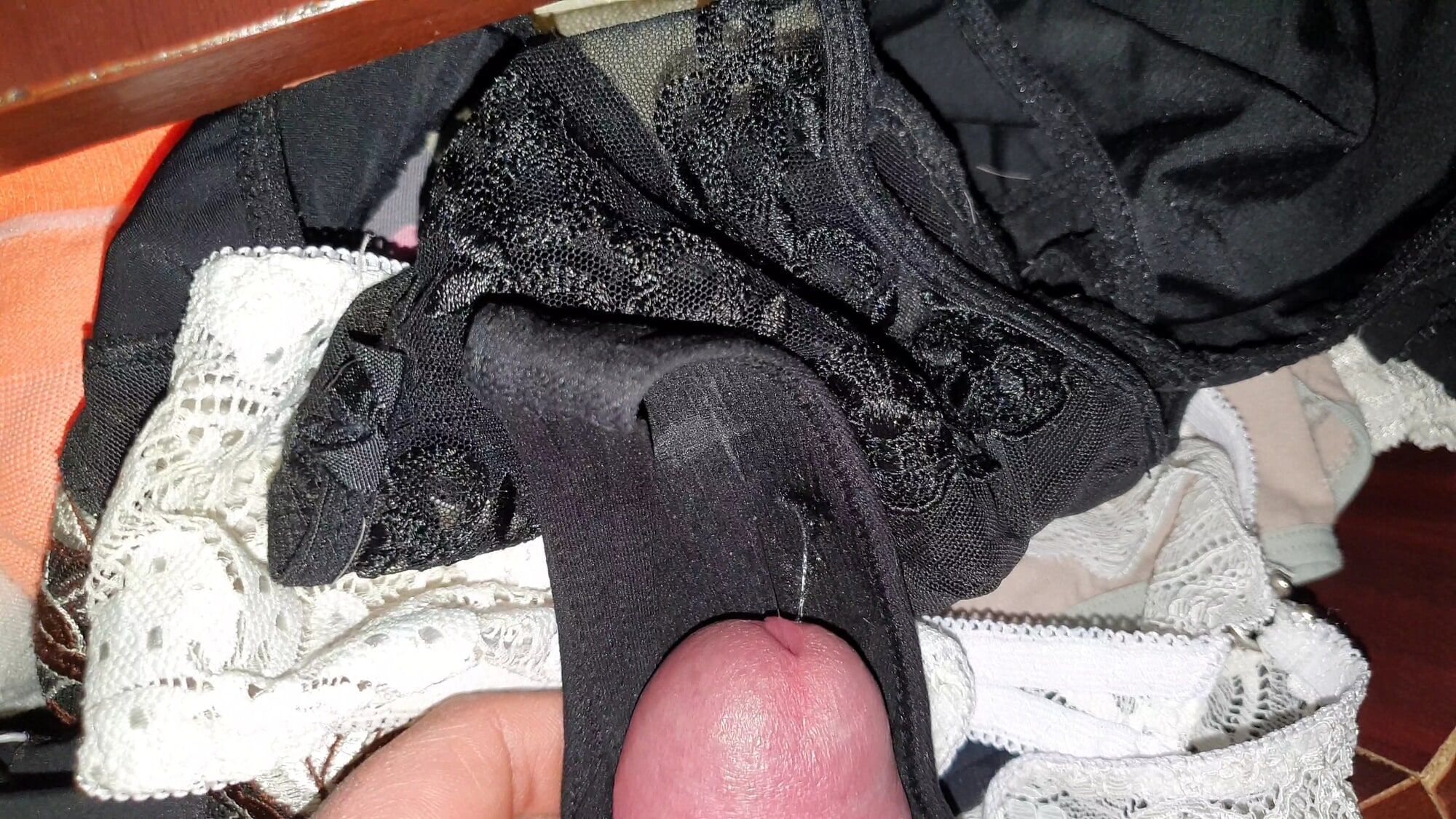 53 yo mother panties marked by my cock #8