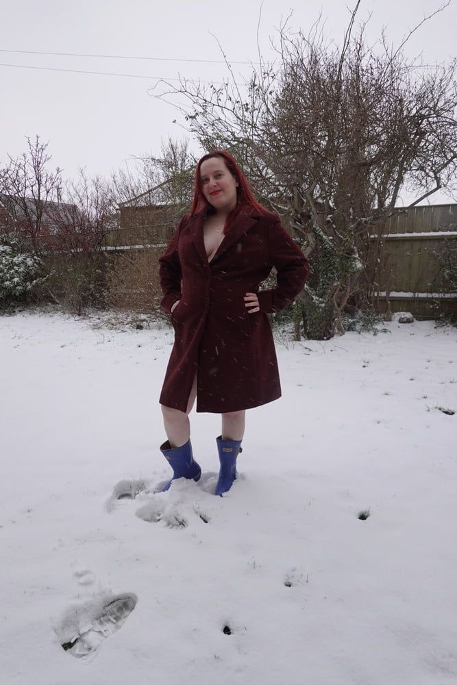 Pregnant flashing naked in the cold snow #49