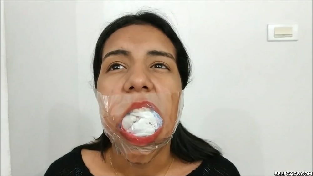 Gagged With 10 Socks And Clear Tape Gag - Selfgags #24