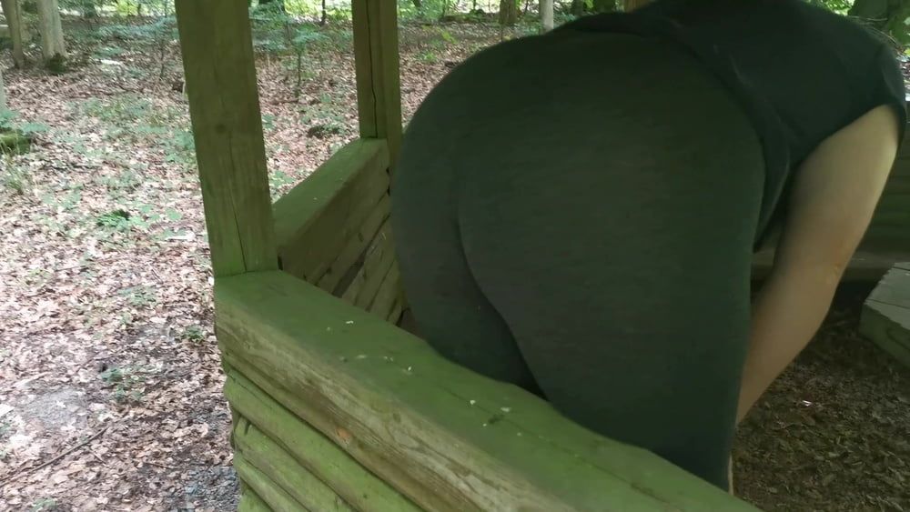 Slapping tits and ass in picnic hut