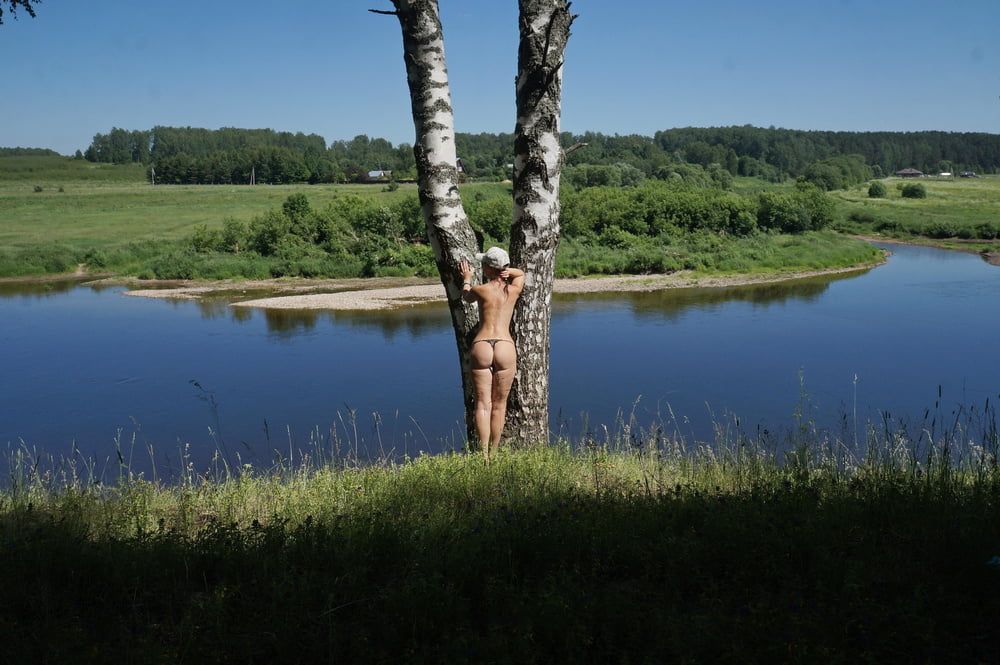Nude near birch upon Volga #4