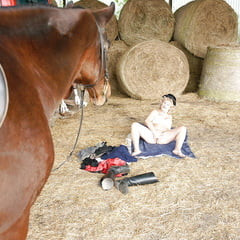 Old granny takes HUGE dildo on farm PART 2