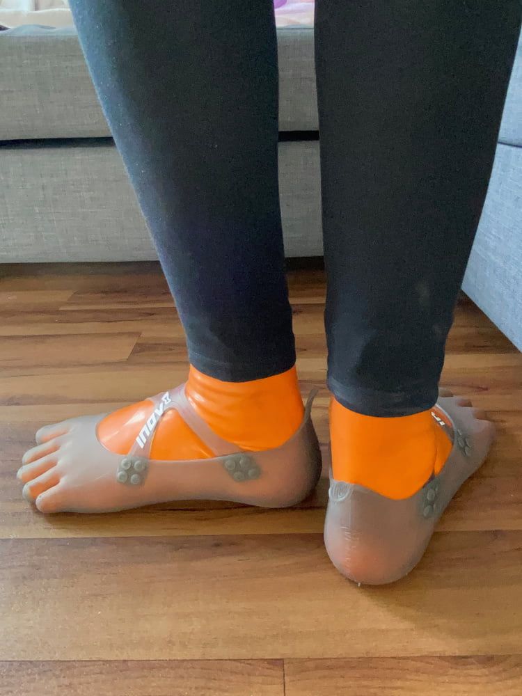 Orange Latex Toe Socks and EvoSkins #17