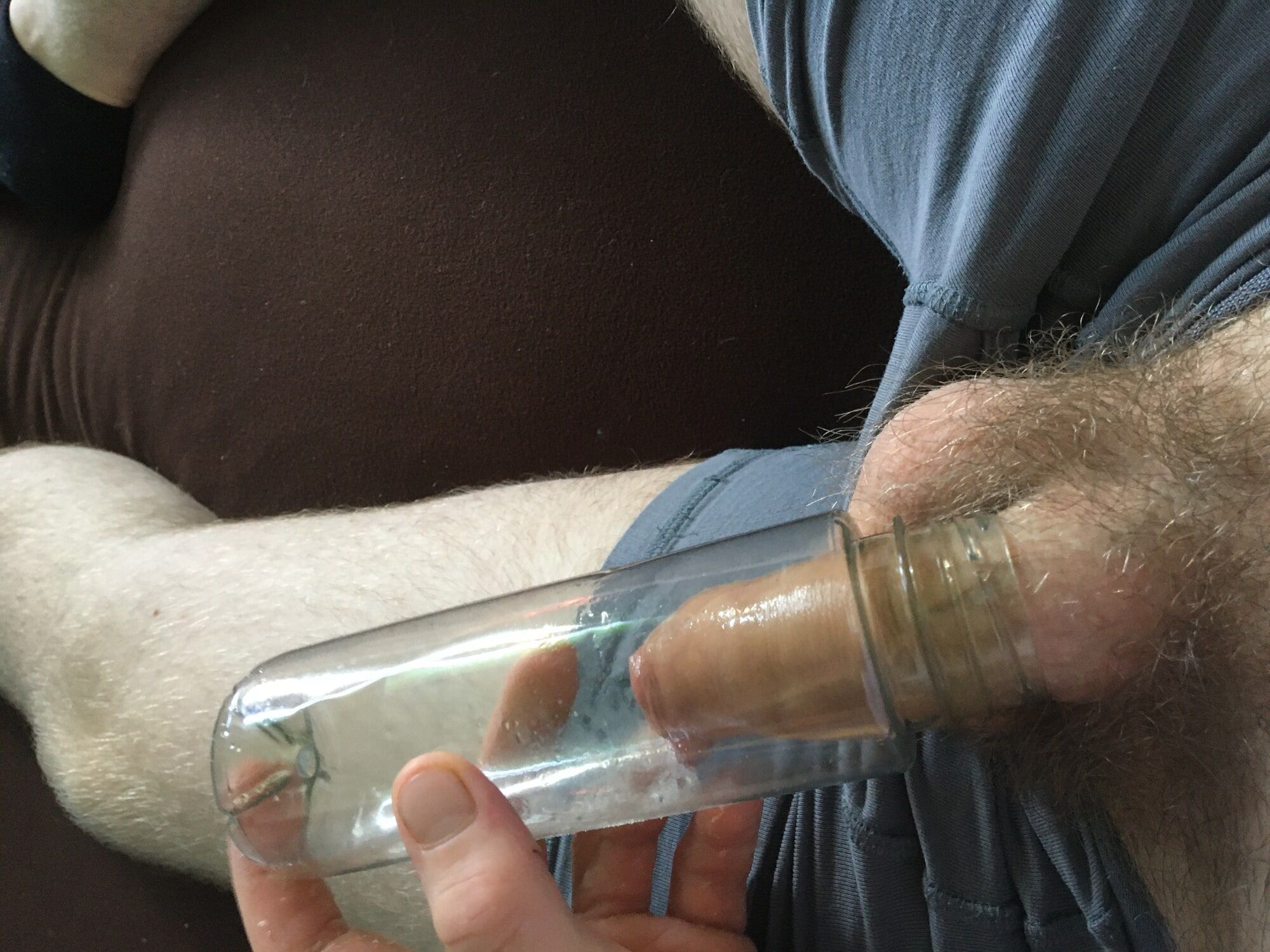 Hairy Cock Vacuum Sucking With Juice Bottle