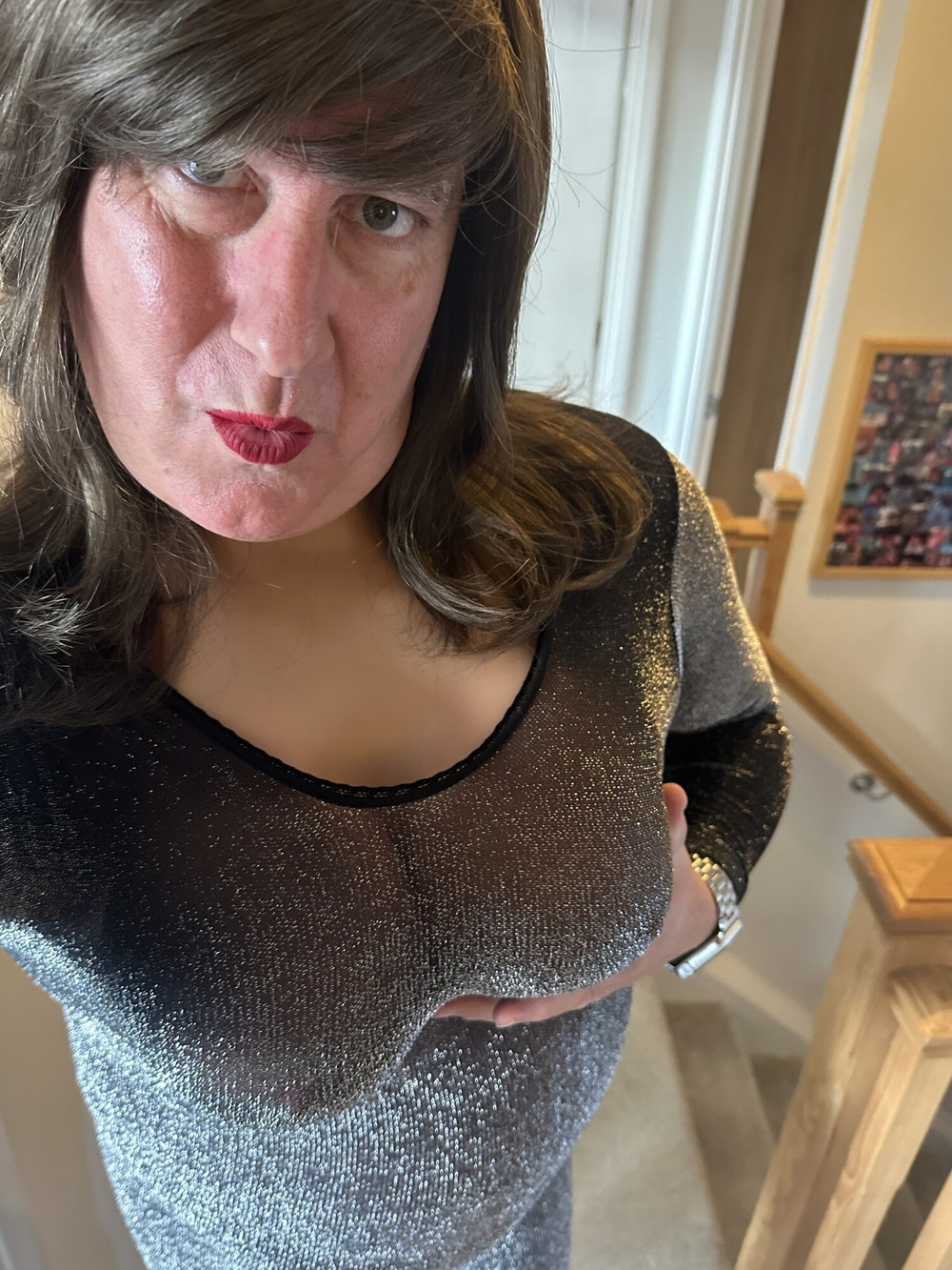 sexy sissy with hard cock in Fishnets Pantyhose #3