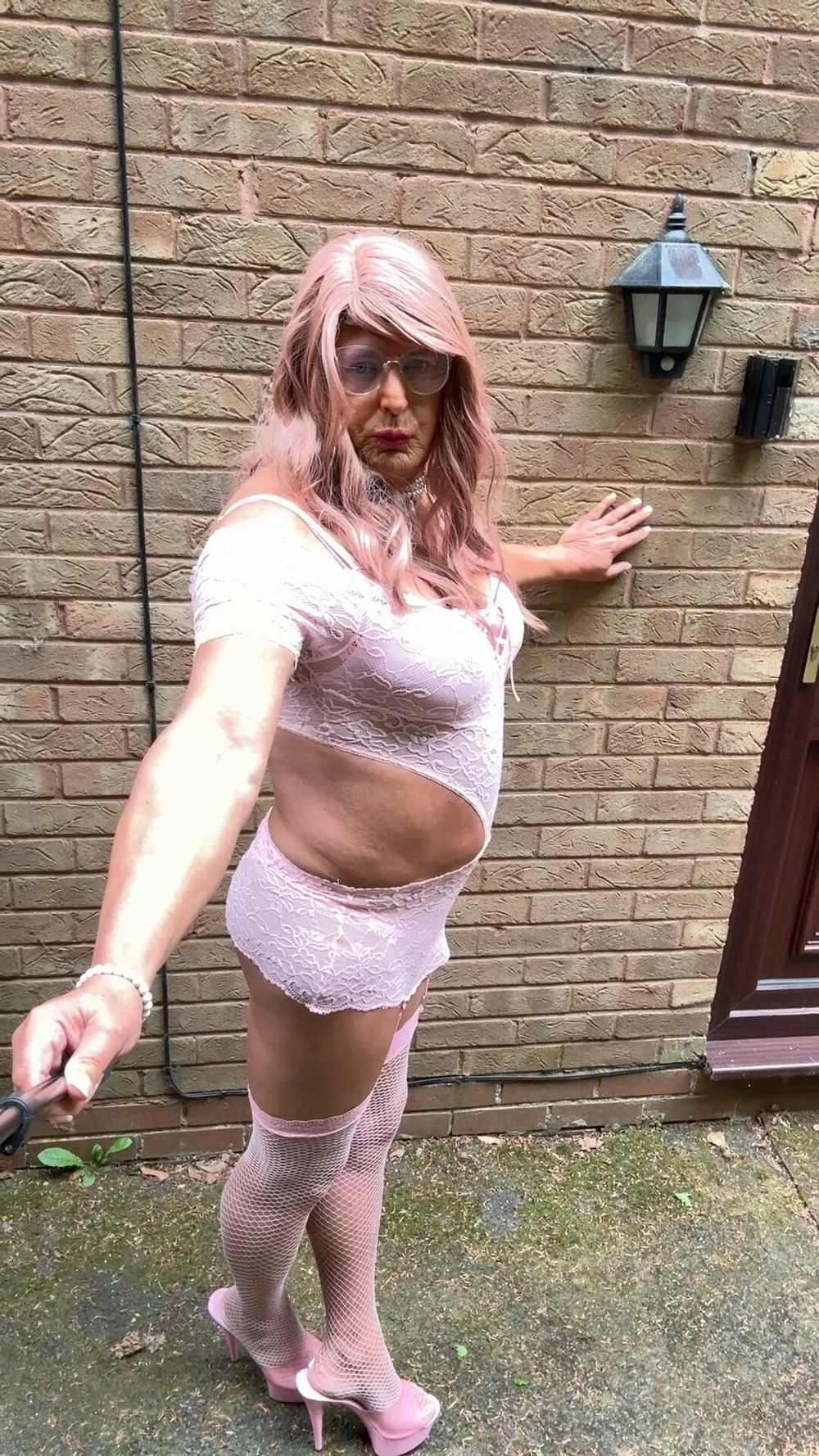 Sexy Crossdresser kellycd2022 in pink lace lingerie  #20