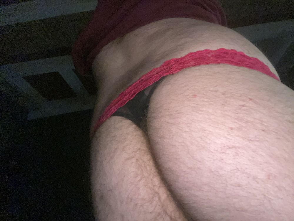 Hairy ass in thong #4