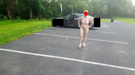 naked parking lot walk         