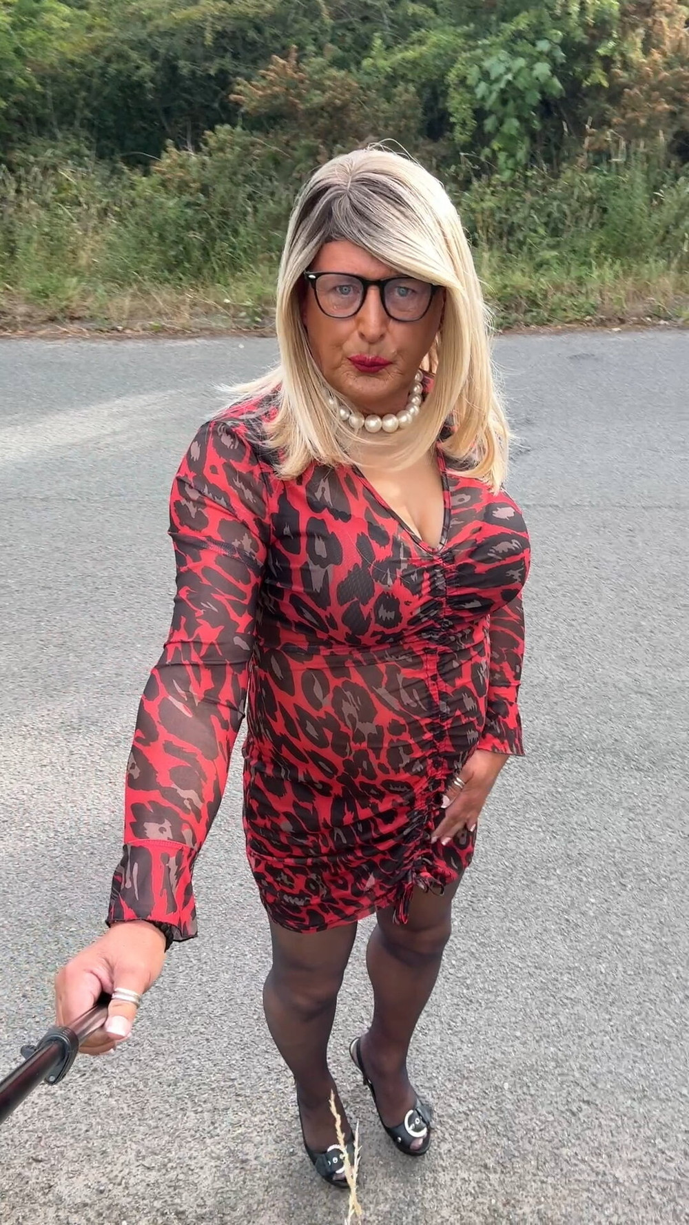 Sexy Crossdresser Kellycd2022’s in red animal print  #56