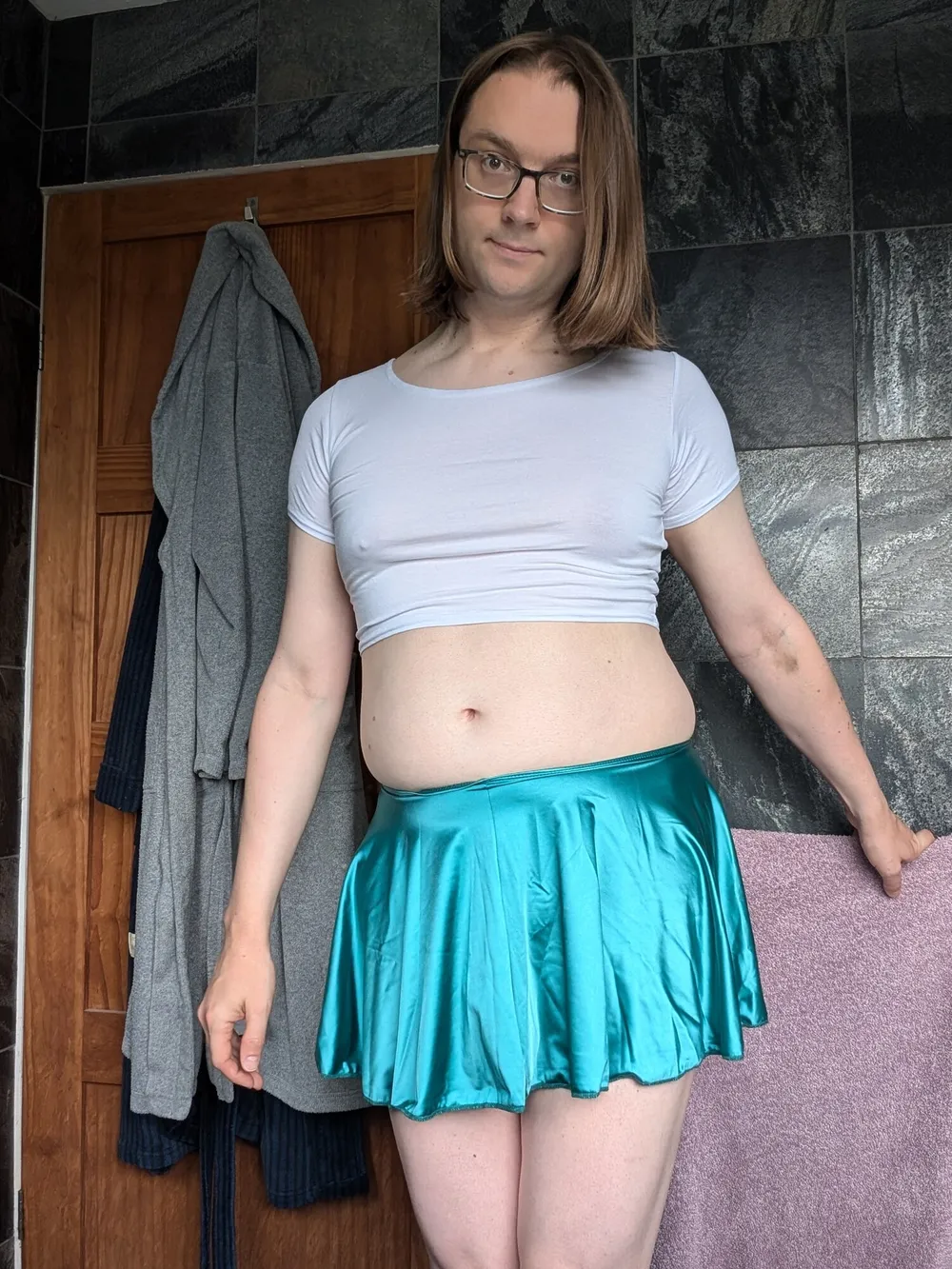 Sissy Crossdresser In Crop Top and Skirt #13