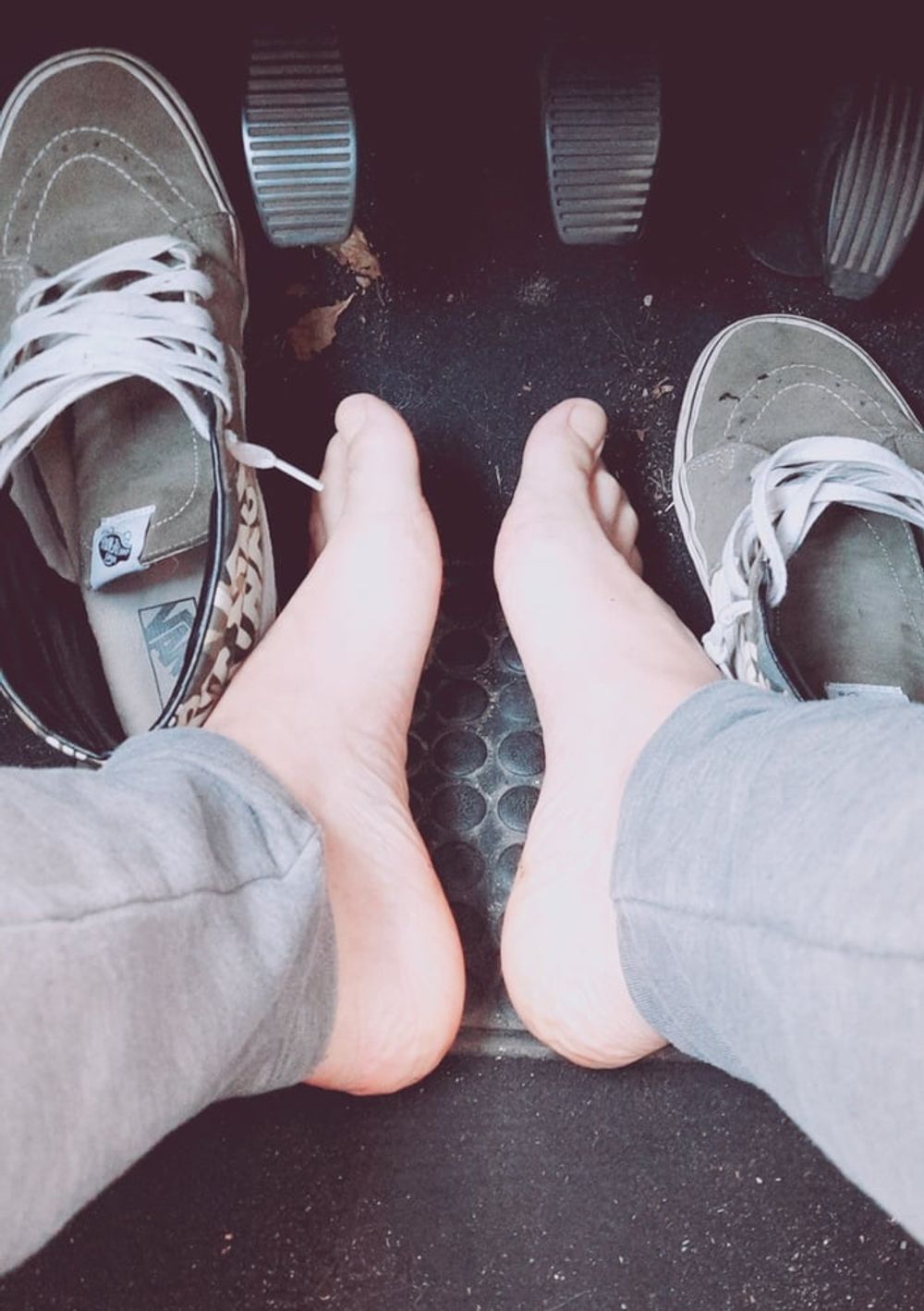 My feet in parking car #2