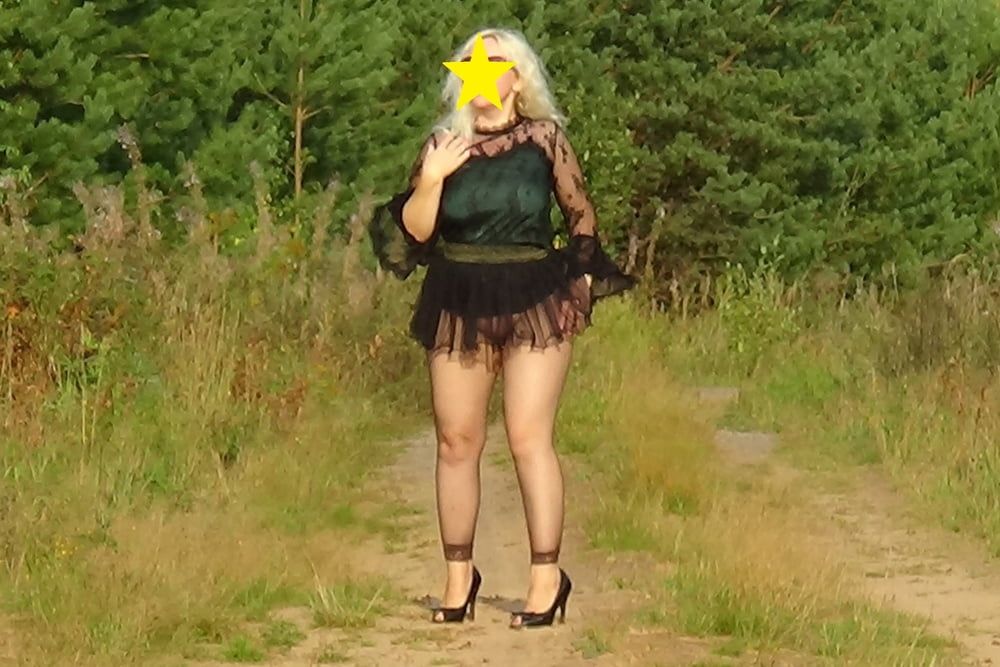 my ass in black pantyhose in nature #31