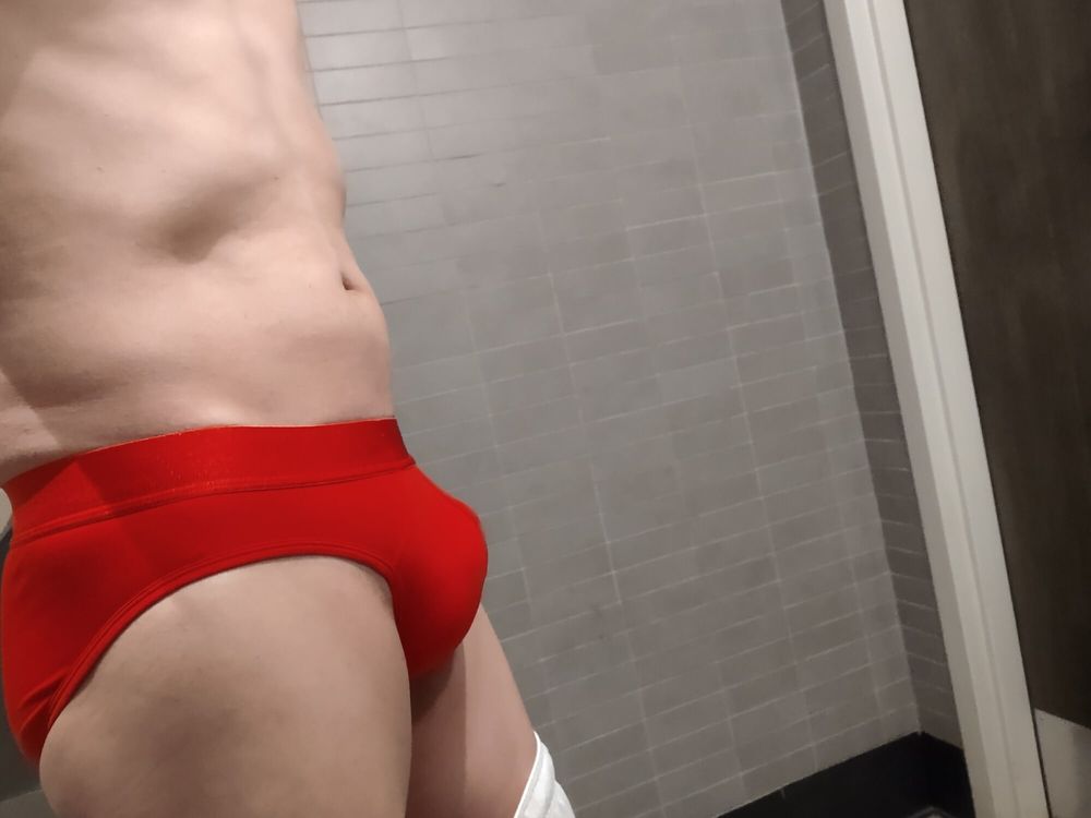 Posing in my red 2ist underwear briefs #2