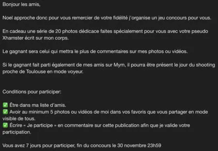 concours pour photo dedicace offerte de ma femme pour noel         