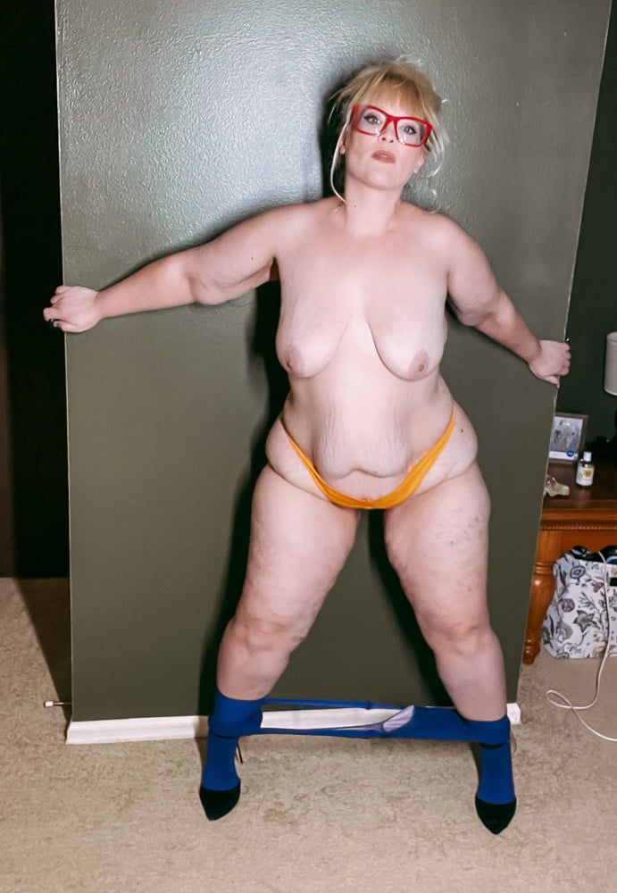 BBW Orange Thong Great Legs Fat Ass Curves MILF #5