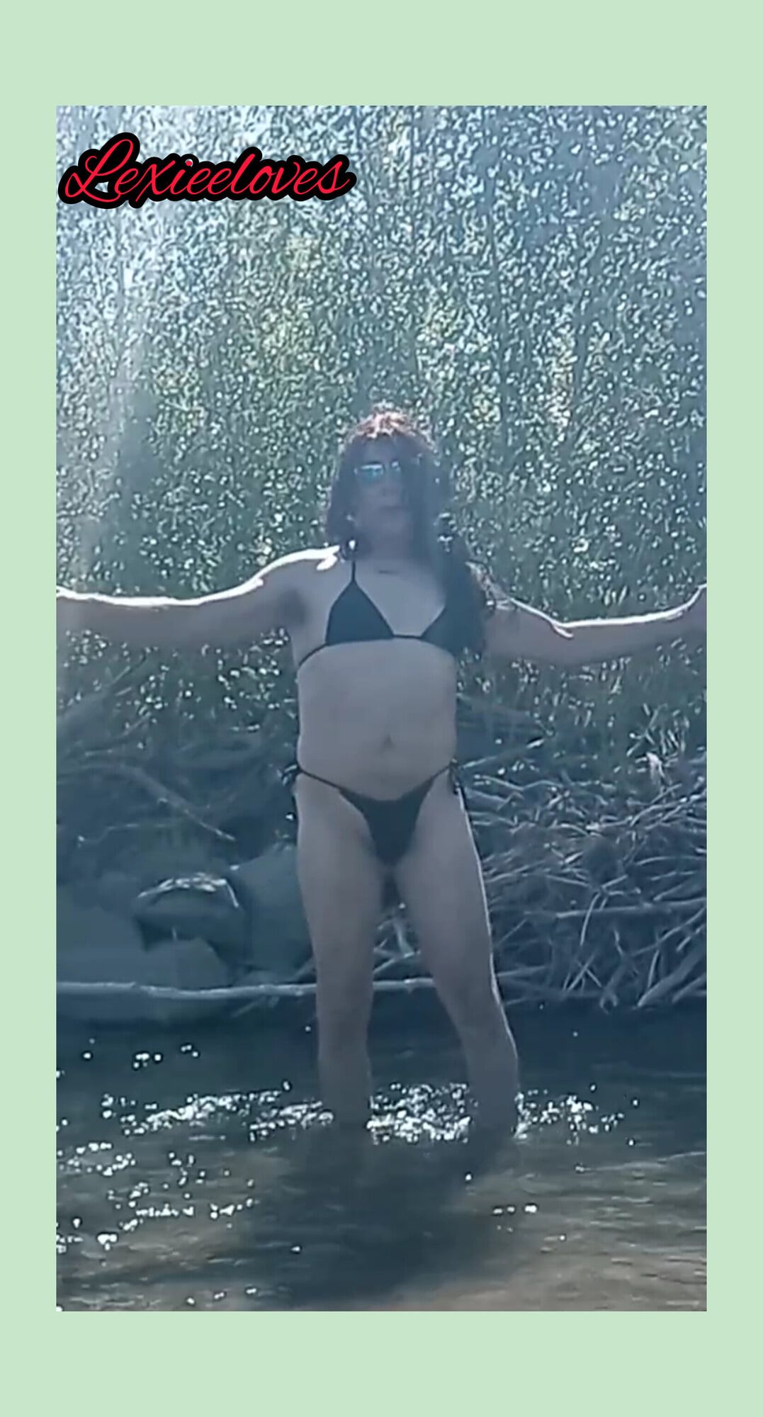 Lexiee playing around at the river in her black swimsuit  #15
