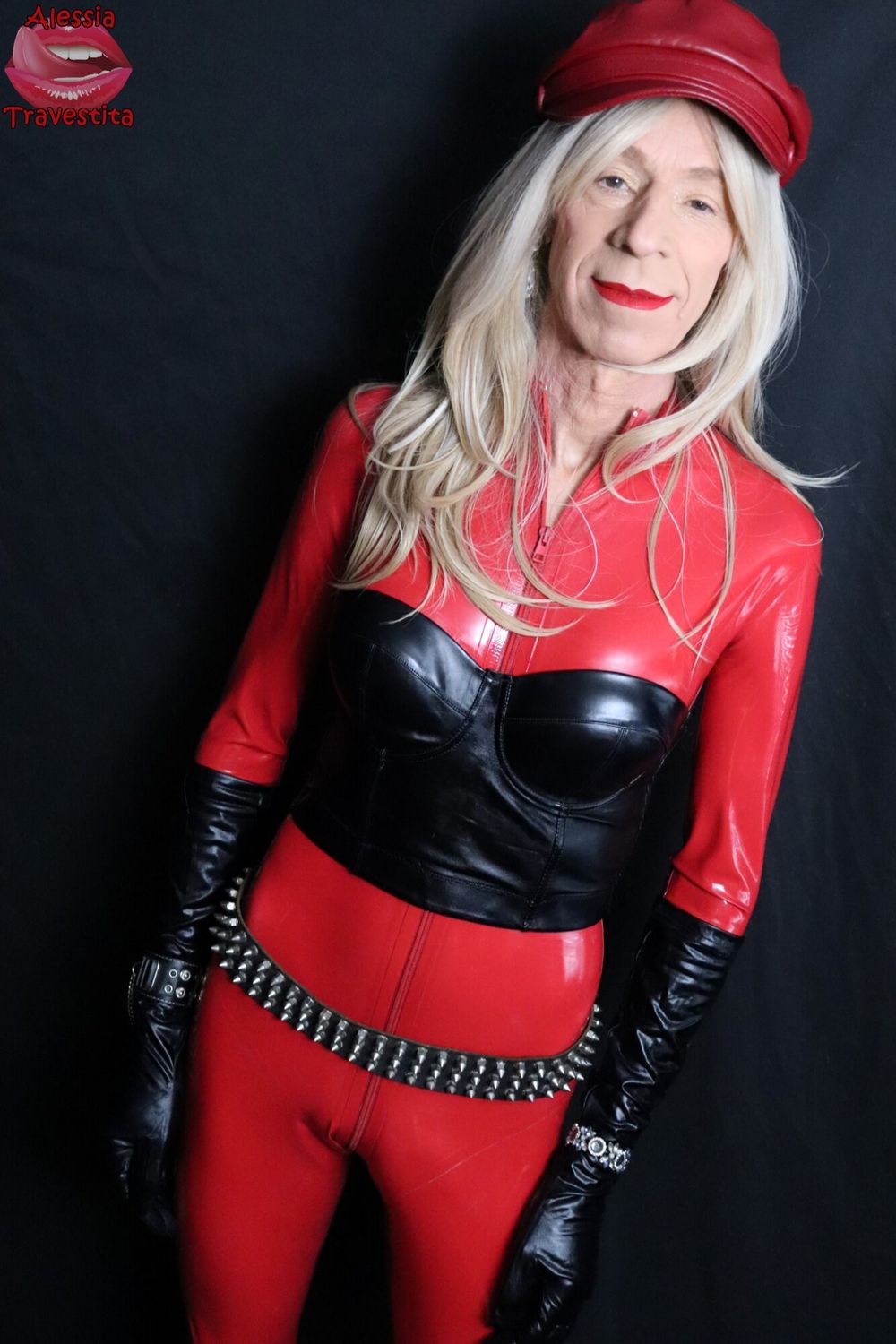 136 Alessia Travestita - Red Latex Black Leather #25