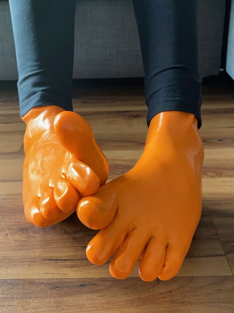 Orange Latex Toe Socks and EvoSkins #2