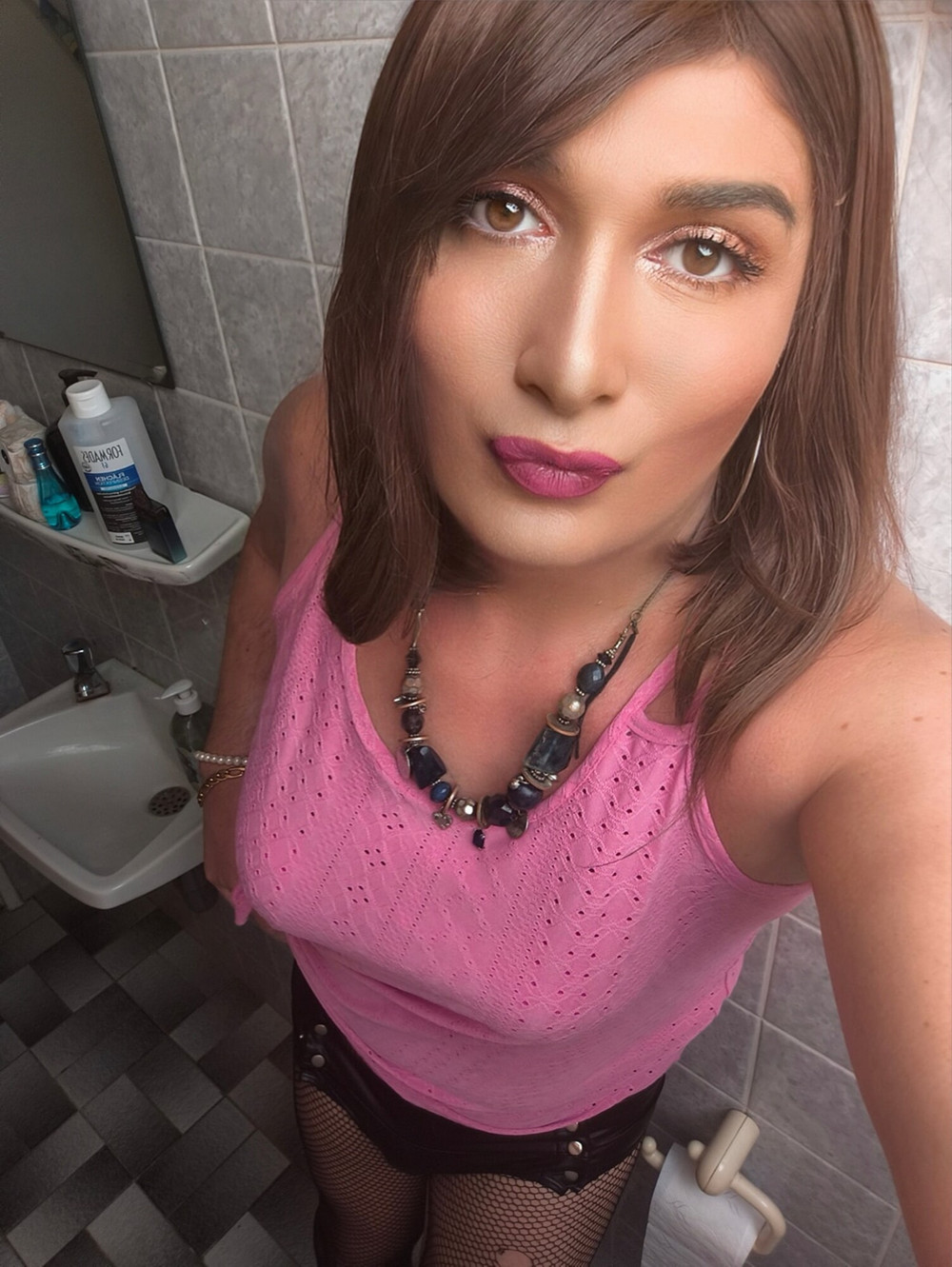 Mature Goddess dressed up in black and pink #16