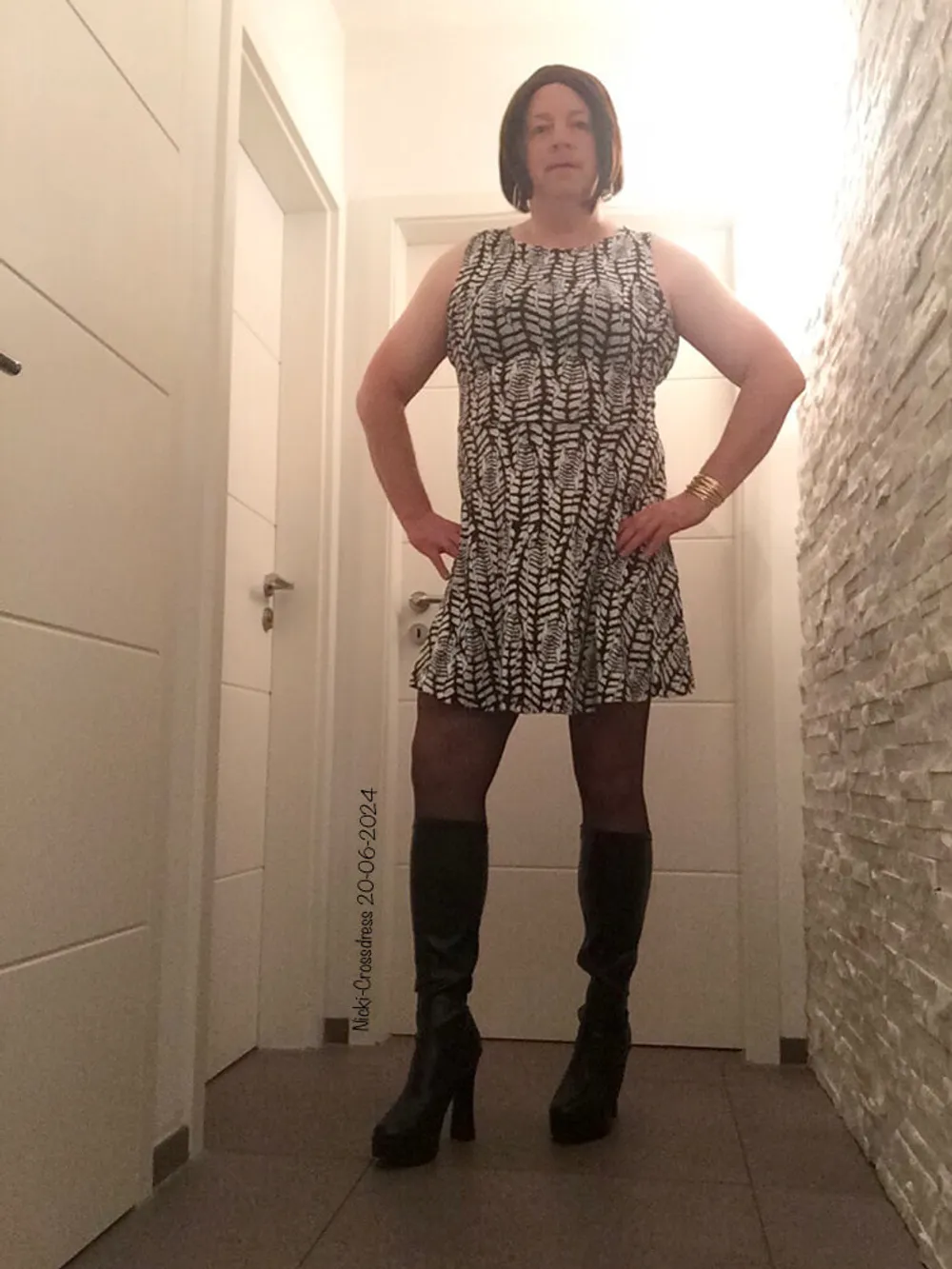 Nicki-Crossdress Summer-Dress &amp; Stockings &amp; Boots #2