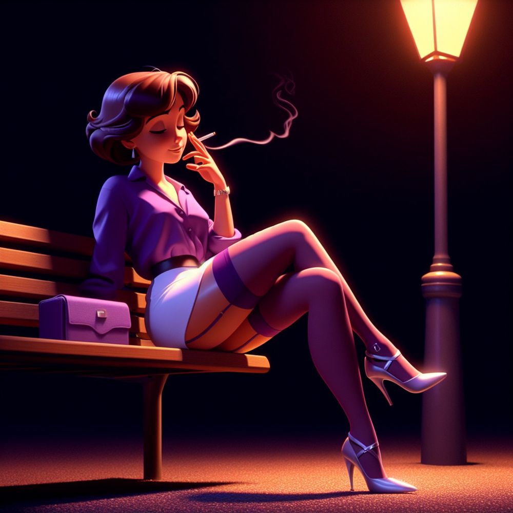 Purple Stockings Smoking. #22