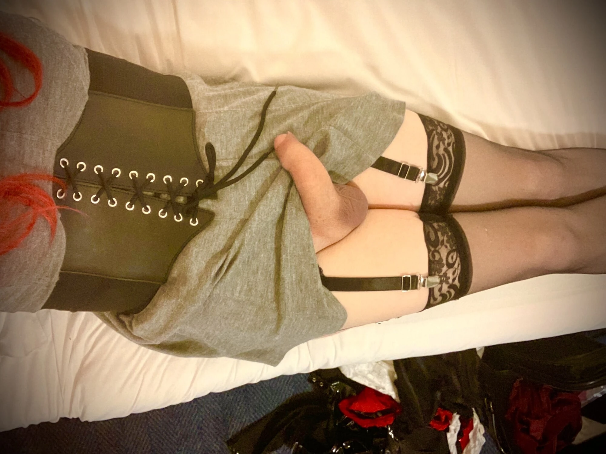 Red hair Grey dress #14