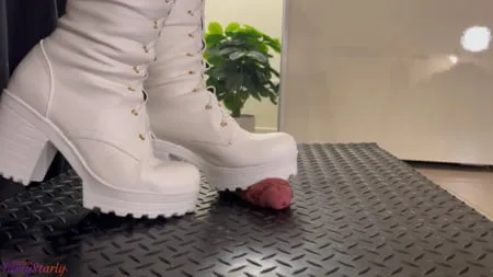 christmas crush and bootjob in white boots         