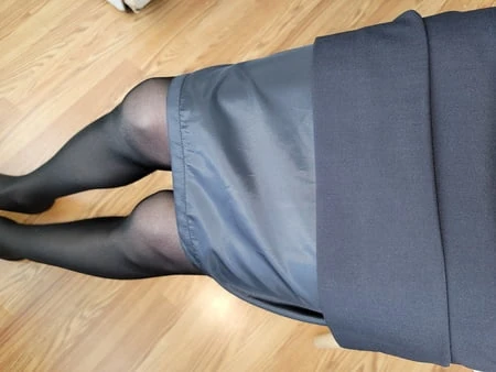 flight attendant skirt with sliky lining and pantyhose         