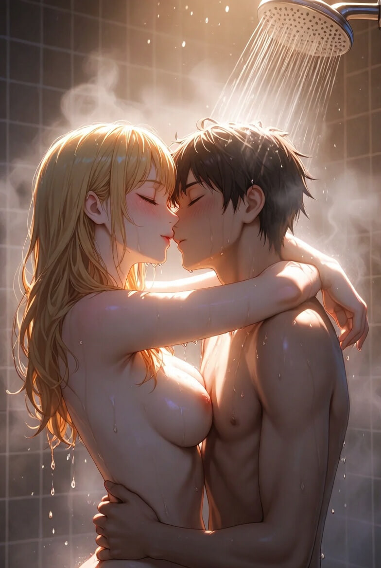 Shower Passion Series – Steamy Blonde & Dark-Haired Couples  #27