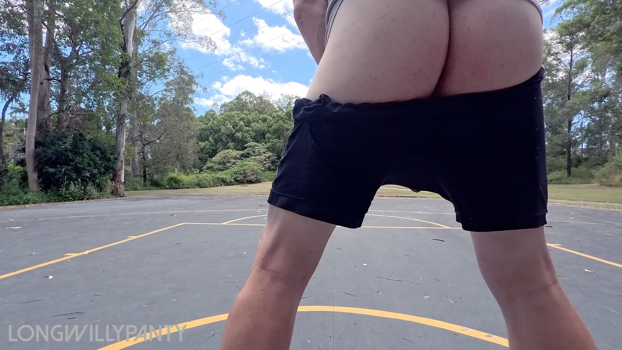 Straight guy hanging out his uncut cock at the public space. #19