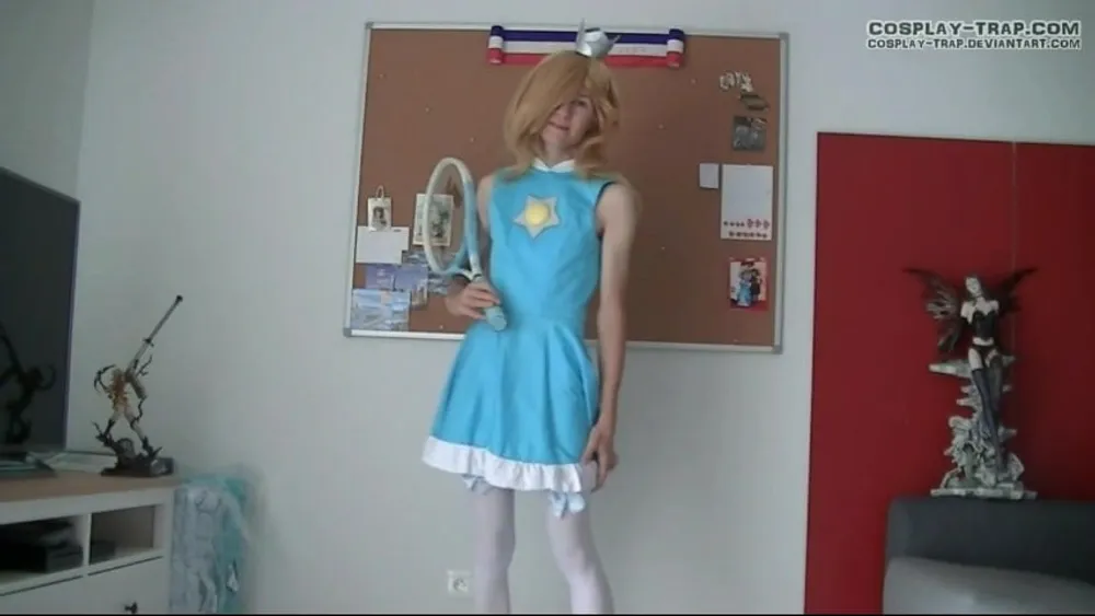 Crossdress cosplay Tennis Rosalina panties and anal show #3