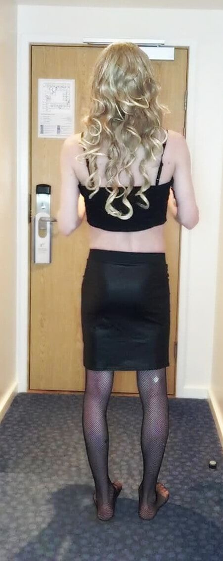 Sissy Crossdresser In Black Slut Outfit Posing  #11