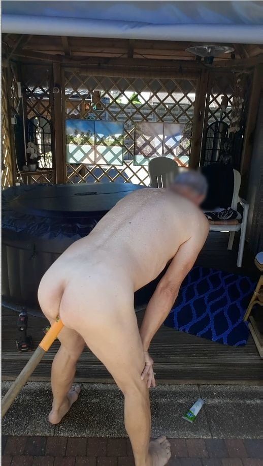 exhibitionist jerking outdoor with pole in my ass cumshot #4