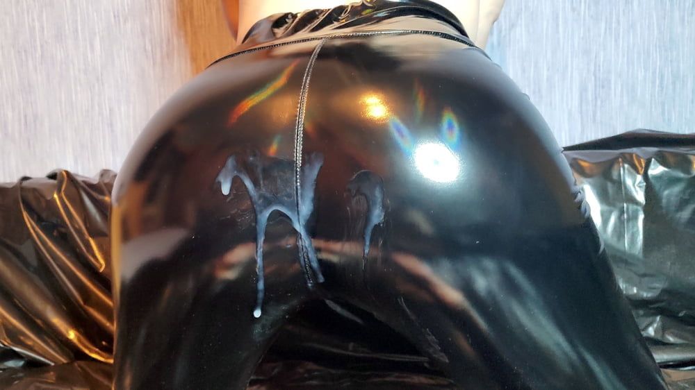 Cum on Ass in Vinyl Leggings #13