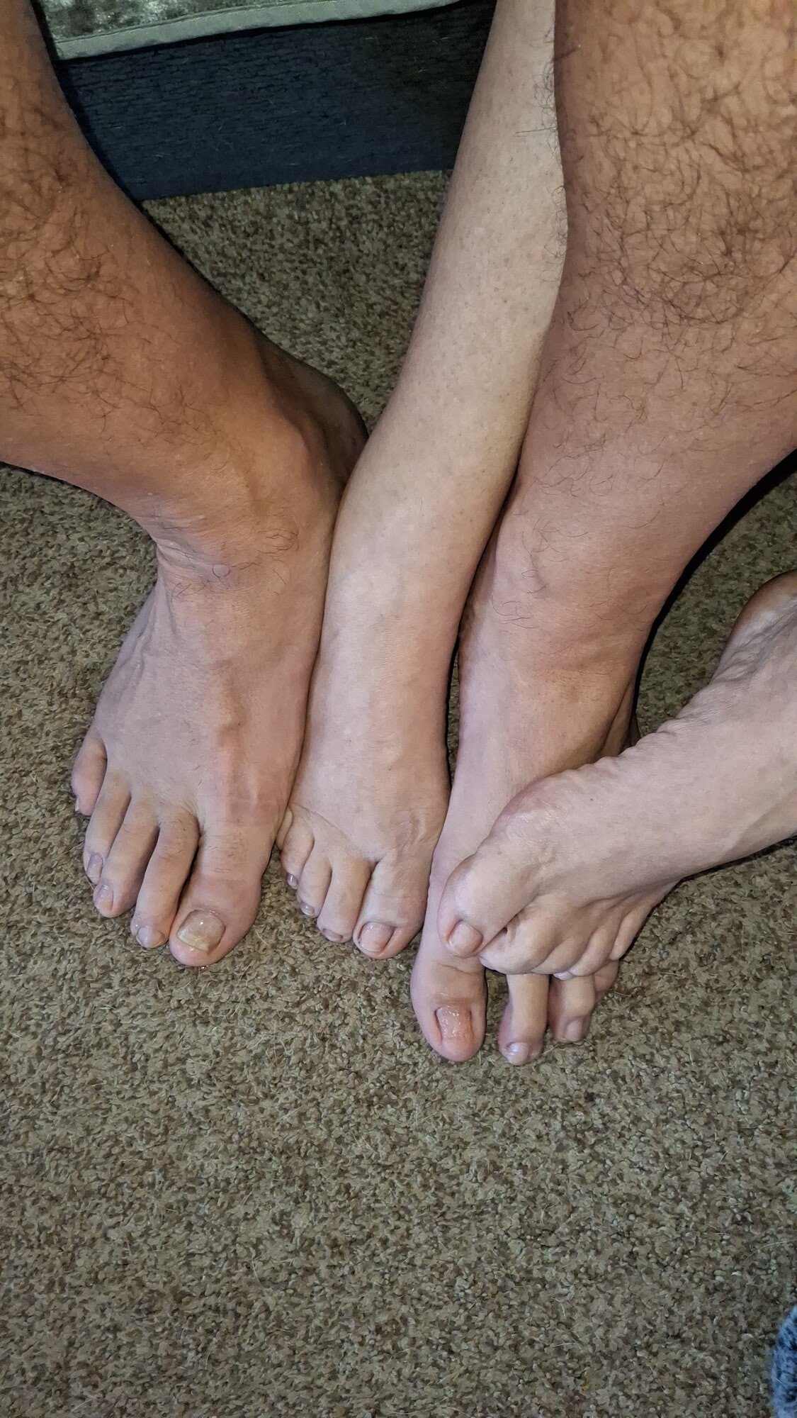 Showing off our un polished toes