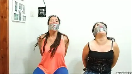 Two women bagged and gagged selfgags         