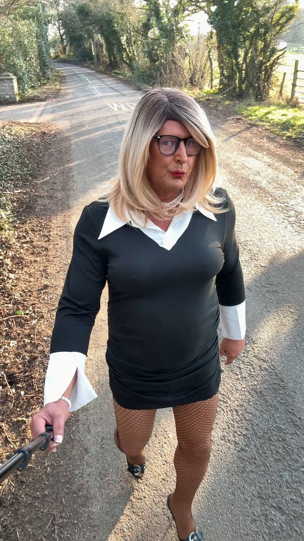 Sexy Crossdresser kellycd2022 in black dress and pantyhose  #51