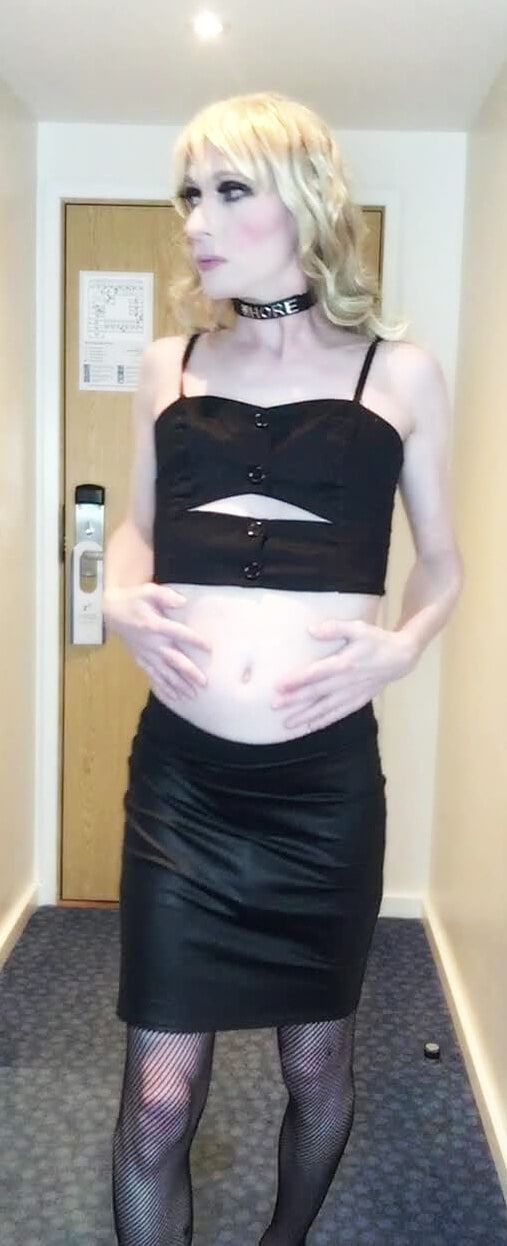 Sissy Crossdresser In Black Slut Outfit Posing  #49