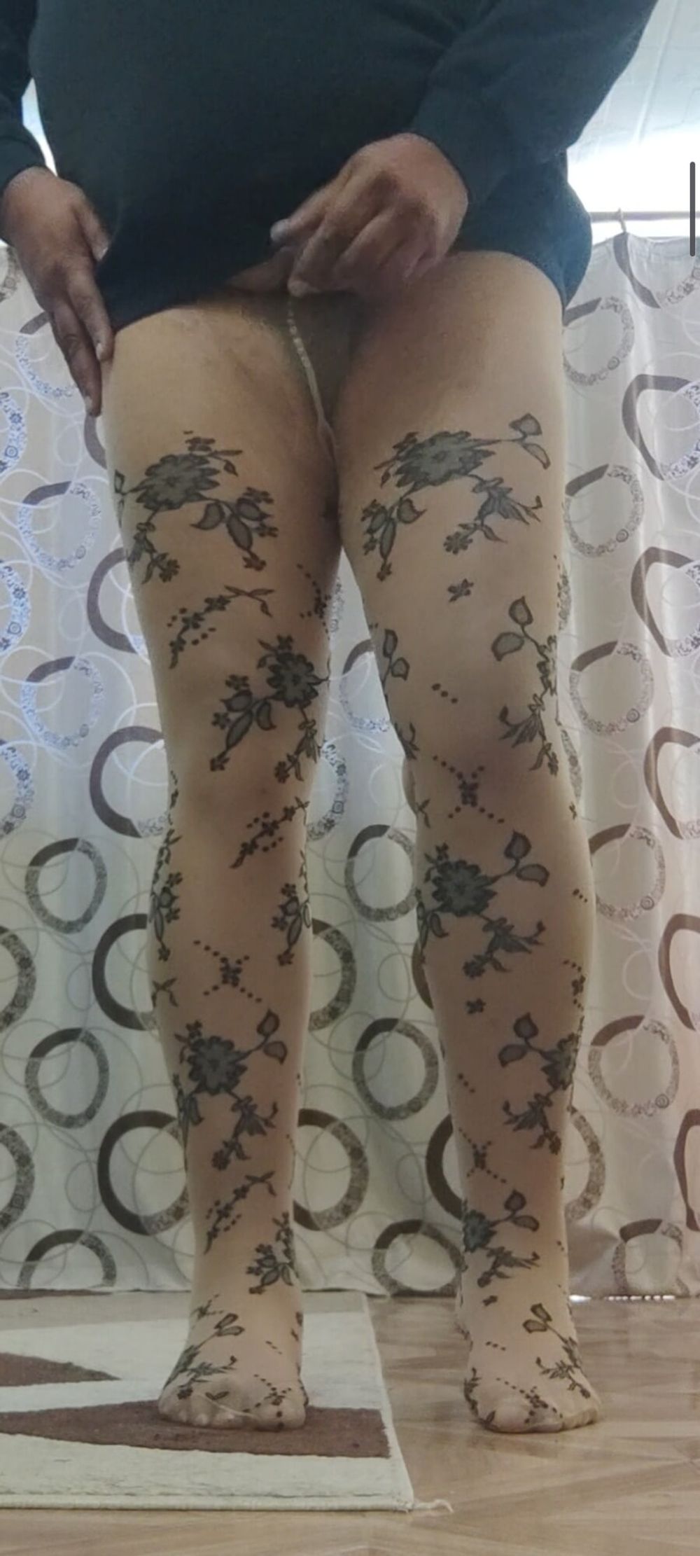 Patterned pantyhose cock masturbation #2