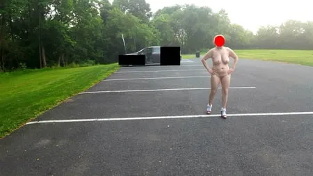 naked parking lot walk         