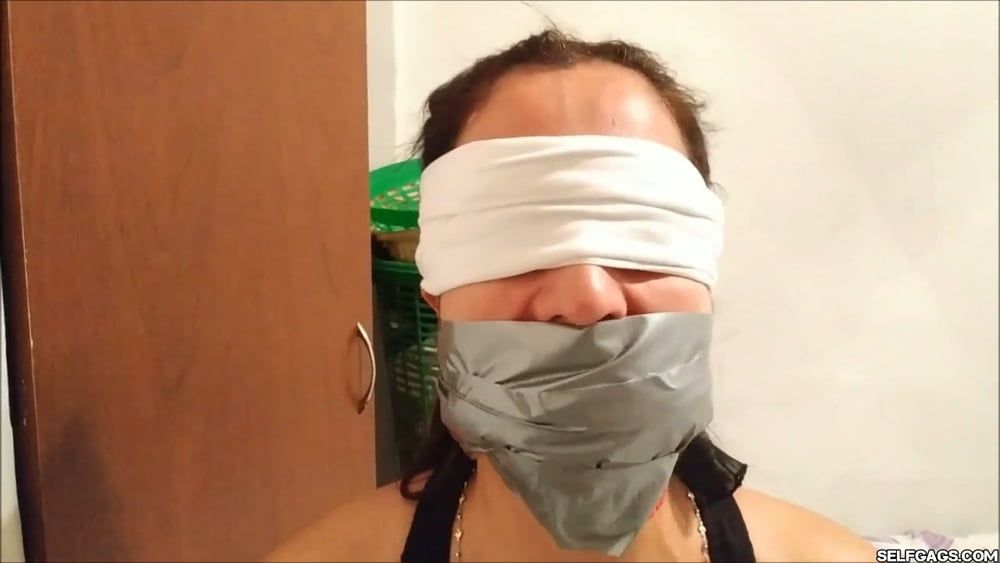 Self-Gagged Latina Mom With A Mouthful Of Socks - Selfgags #18